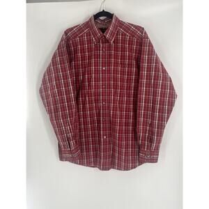 ARIAT PRO SERIES men's button down long sleeve shirt size L red plaid western